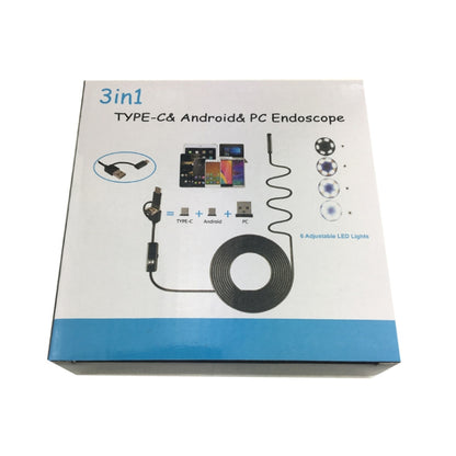 AN100 3 in 1 IP67 Waterproof USB-C / Type-C + Micro USB + USB HD Endoscope Snake Tube Inspection Camera for Parts of OTG Function Android Mobile Phone, with 6 LEDs, Lens Diameter:7mm(Length: 2m) -  by PMC Jewellery | Online Shopping South Africa | PMC Jewellery | Buy Now Pay Later Mobicred