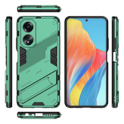 For OPPO A58 4G Global Punk Armor 2 in 1 PC + TPU Phone Case with Holder(Green) - OPPO Cases by PMC Jewellery | Online Shopping South Africa | PMC Jewellery