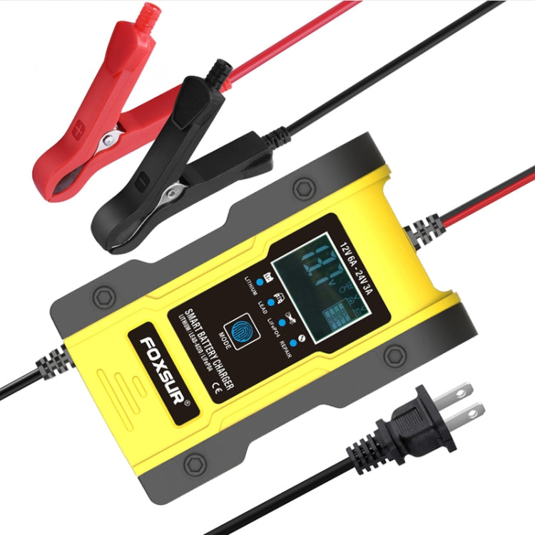 FOXSUR 12V-24V Car Motorcycle Repair Battery Charger AGM Charger Color:Yellow(US Plug) - Battery Charger by FOXSUR | Online Shopping South Africa | PMC Jewellery | Buy Now Pay Later Mobicred