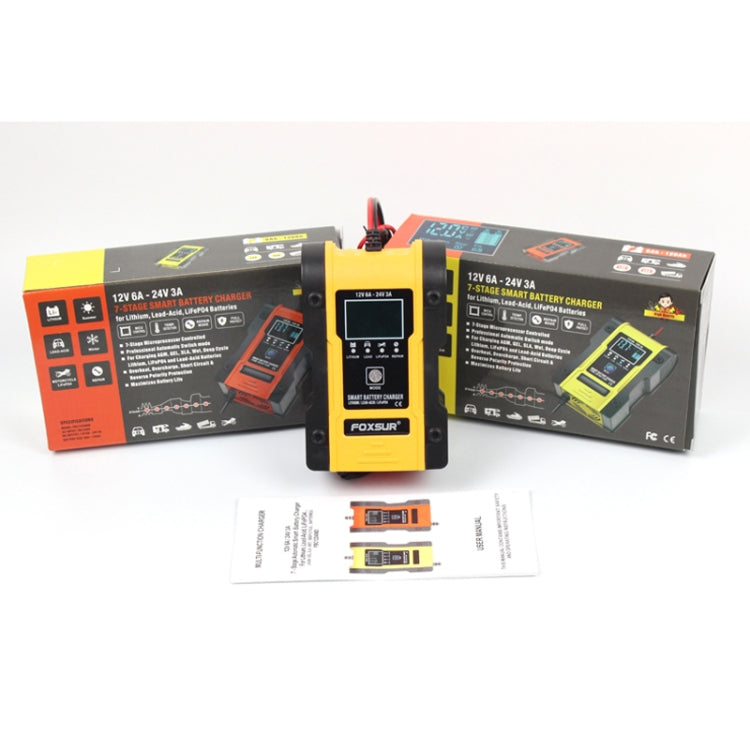 FOXSUR 12V-24V Car Motorcycle Repair Battery Charger AGM Charger Color:Yellow(US Plug) - Battery Charger by FOXSUR | Online Shopping South Africa | PMC Jewellery | Buy Now Pay Later Mobicred