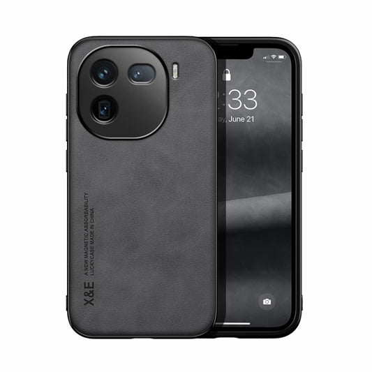 For vivo iQOO 12 Pro Skin Feel Magnetic Leather Back Phone Case(Dark Grey) - iQOO 12 Pro Cases by PMC Jewellery | Online Shopping South Africa | PMC Jewellery