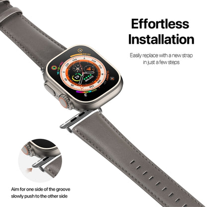 For Apple Watch 9 45mm DUX DUCIS YS Series Genuine Leather Watch Band(Grey) - Watch Bands by DUX DUCIS | Online Shopping South Africa | PMC Jewellery | Buy Now Pay Later Mobicred