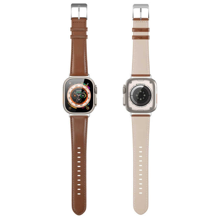 For Apple Watch 8 41mm DUX DUCIS YS Series Genuine Leather Watch Band(Brown) - Watch Bands by DUX DUCIS | Online Shopping South Africa | PMC Jewellery | Buy Now Pay Later Mobicred