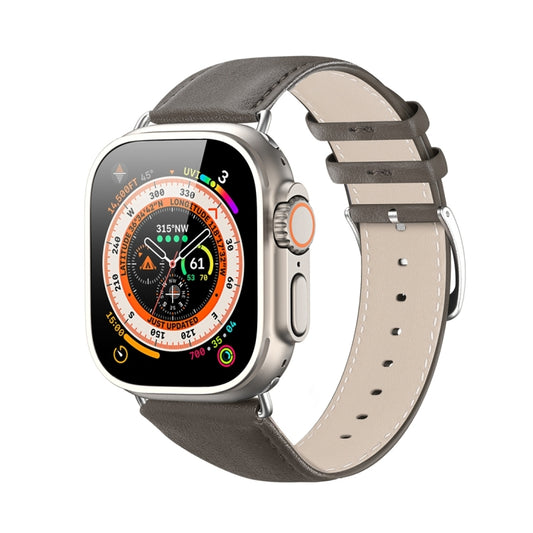 For Apple Watch 7 41mm DUX DUCIS YS Series Genuine Leather Watch Band(Grey) - Watch Bands by DUX DUCIS | Online Shopping South Africa | PMC Jewellery | Buy Now Pay Later Mobicred