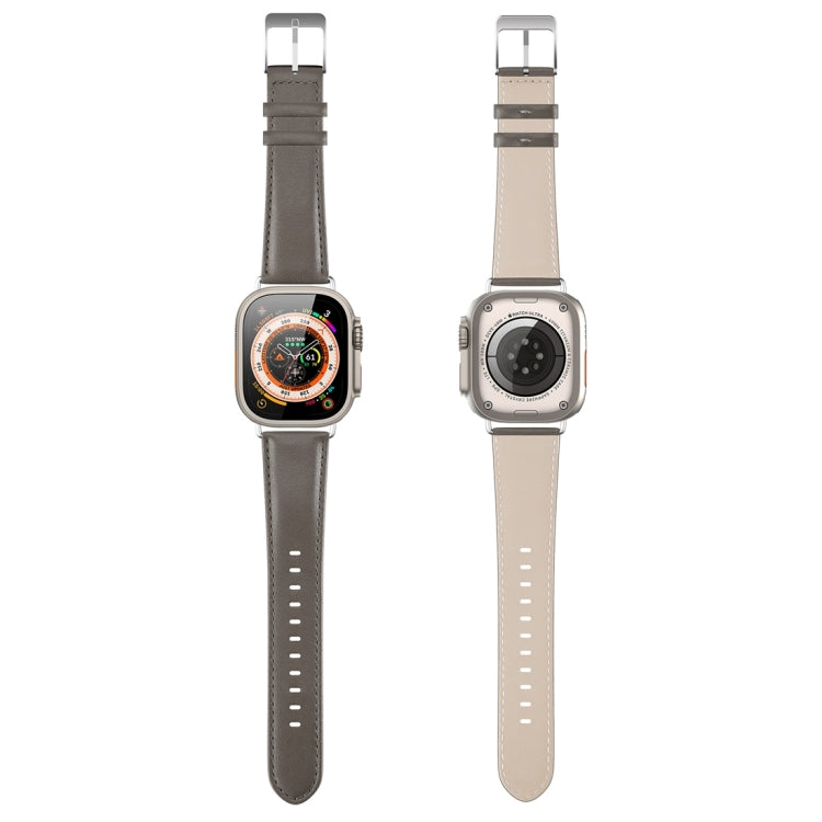 For Apple Watch 6 44mm DUX DUCIS YS Series Genuine Leather Watch Band(Grey) - Watch Bands by DUX DUCIS | Online Shopping South Africa | PMC Jewellery | Buy Now Pay Later Mobicred