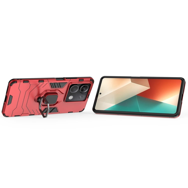 For Xiaomi Redmi Note 13 Shockproof PC + TPU Holder Phone Case(Red) - Xiaomi Cases by PMC Jewellery | Online Shopping South Africa | PMC Jewellery | Buy Now Pay Later Mobicred