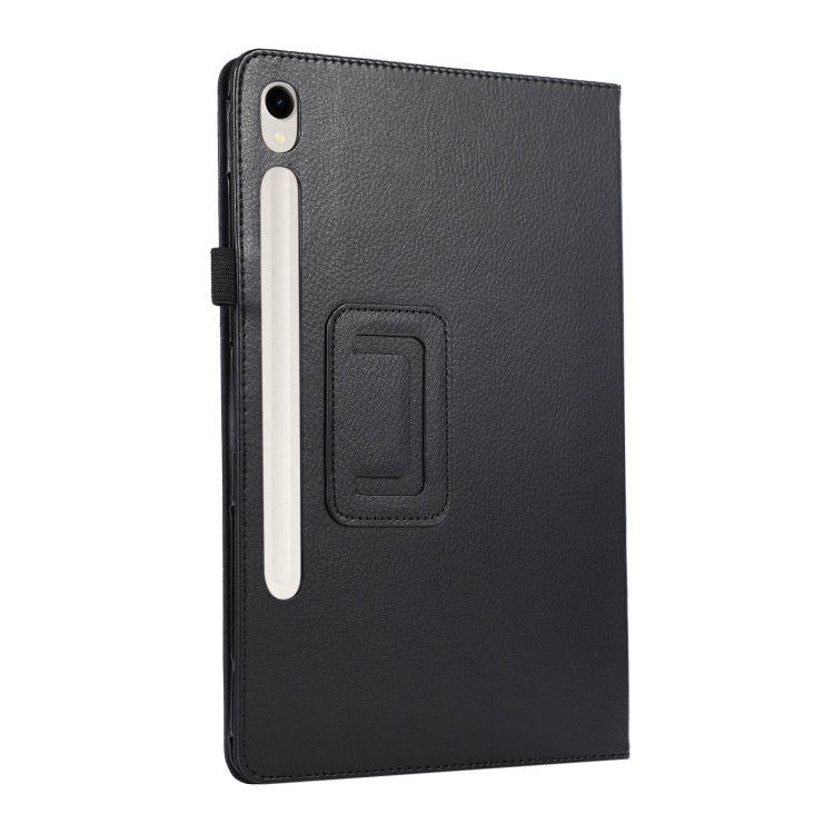 For Samsung Galaxy Tab S9 Litchi Texture Leather Tablet Case with Holder(Black) - Other Galaxy Tab PC by PMC Jewellery | Online Shopping South Africa | PMC Jewellery | Buy Now Pay Later Mobicred