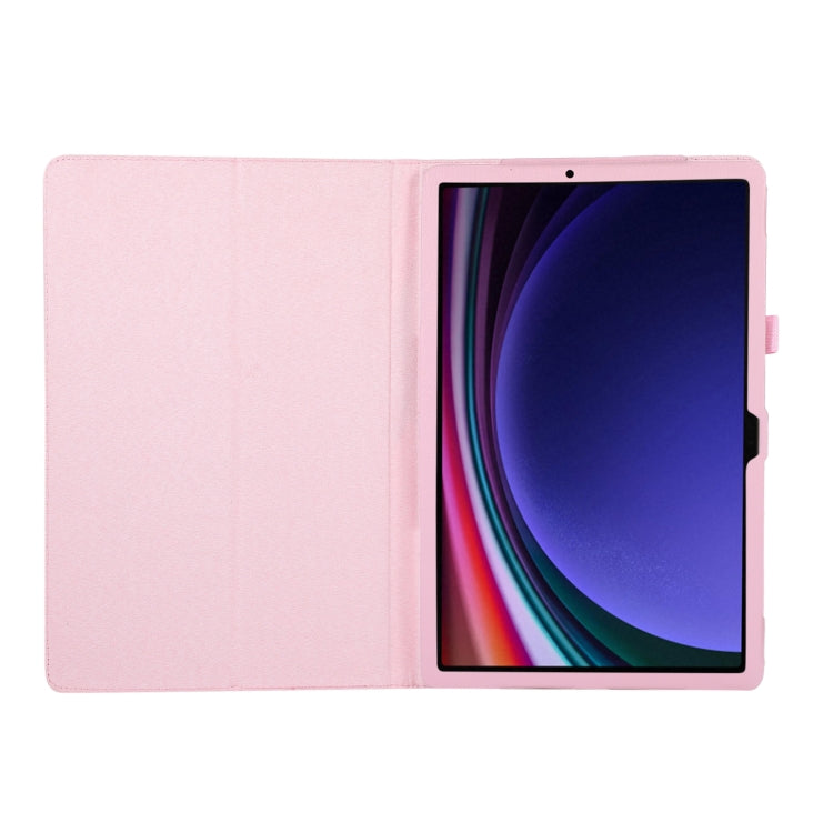 For Samsung Galaxy Tab S9 Litchi Texture Leather Tablet Case with Holder(Pink) - Other Galaxy Tab PC by PMC Jewellery | Online Shopping South Africa | PMC Jewellery | Buy Now Pay Later Mobicred