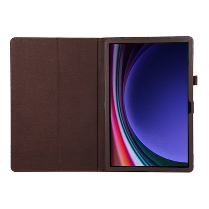 For Samsung Galaxy Tab S9 Litchi Texture Leather Tablet Case with Holder(Brown) - Other Galaxy Tab PC by PMC Jewellery | Online Shopping South Africa | PMC Jewellery | Buy Now Pay Later Mobicred