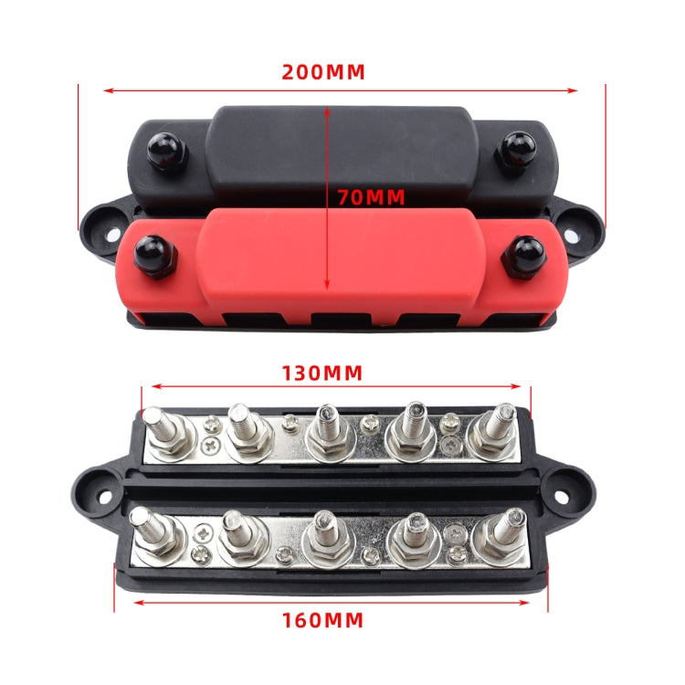 CP-4126 RV / Yacht M8 5-stud Double Row Busbar(Red Black) - Fuse by PMC Jewellery | Online Shopping South Africa | PMC Jewellery | Buy Now Pay Later Mobicred