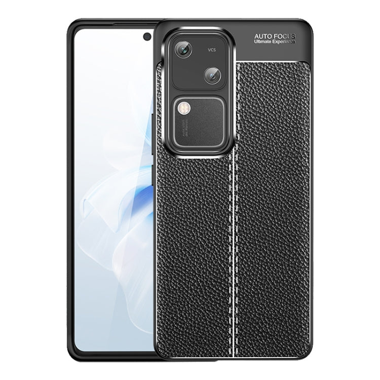 For vivo S18 Litchi Texture Shockproof TPU Phone Case(Black) - S18 Cases by PMC Jewellery | Online Shopping South Africa | PMC Jewellery | Buy Now Pay Later Mobicred