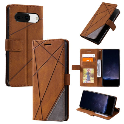 For Google Pixel 9 Skin Feel Splicing Leather Phone Case(Brown) - Google Cases by PMC Jewellery | Online Shopping South Africa | PMC Jewellery | Buy Now Pay Later Mobicred