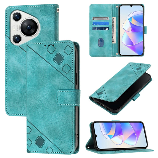 For Huawei Pura 70 Skin Feel Embossed Leather Phone Case(Green) - Huawei Cases by PMC Jewellery | Online Shopping South Africa | PMC Jewellery | Buy Now Pay Later Mobicred