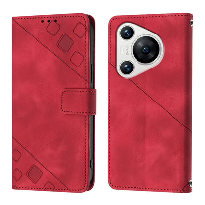 For Huawei Pura 70 Skin Feel Embossed Leather Phone Case(Red) - Huawei Cases by PMC Jewellery | Online Shopping South Africa | PMC Jewellery | Buy Now Pay Later Mobicred