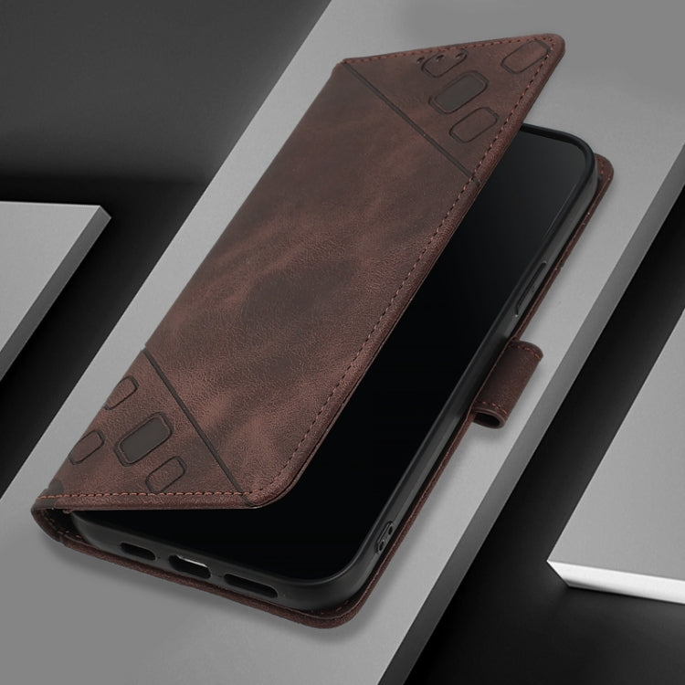 For Huawei Pura 70 Skin Feel Embossed Leather Phone Case(Brown) - Huawei Cases by PMC Jewellery | Online Shopping South Africa | PMC Jewellery | Buy Now Pay Later Mobicred