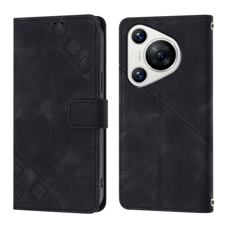 For Huawei Pura 70 Skin Feel Embossed Leather Phone Case(Black) - Huawei Cases by PMC Jewellery | Online Shopping South Africa | PMC Jewellery | Buy Now Pay Later Mobicred