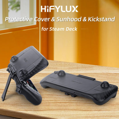 For Steam Deck Hifylux 3 in 1 Gaming Console Protector Guard Monitor Cover Sun Hood Kickstand Holder Mount(Black) - Cover Case by PMC Jewellery | Online Shopping South Africa | PMC Jewellery | Buy Now Pay Later Mobicred