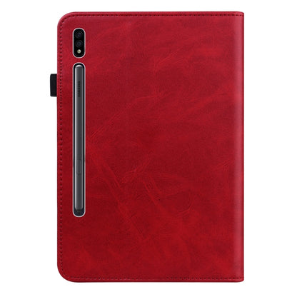 For Samsung Galaxy Tab S9 / S9 FE Solid Color Stripe Embossed Leather Tablet Case(Red) - Galaxy Tab S9 FE by PMC Jewellery | Online Shopping South Africa | PMC Jewellery | Buy Now Pay Later Mobicred