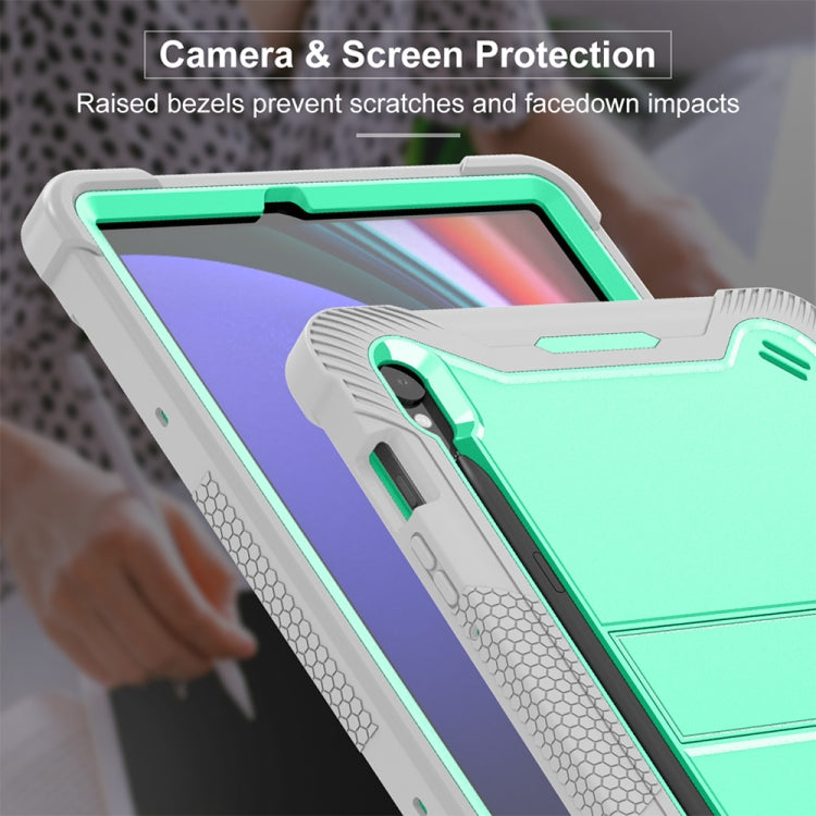 For Samsung Galaxy Tab S9 Shockproof Silicone Hybrid PC Tablet Case with Holder(Mint Green + Grey) - Galaxy Tab S9 Cases by PMC Jewellery | Online Shopping South Africa | PMC Jewellery | Buy Now Pay Later Mobicred