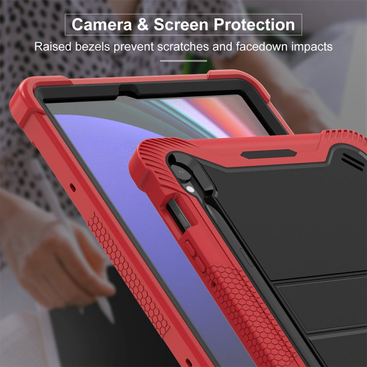 For Samsung Galaxy Tab S9 Shockproof Silicone Hybrid PC Tablet Case with Holder(Black + Red) - Galaxy Tab S9 Cases by PMC Jewellery | Online Shopping South Africa | PMC Jewellery | Buy Now Pay Later Mobicred