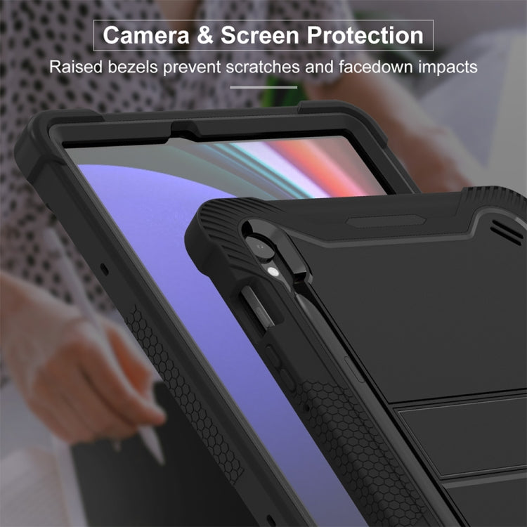 For Samsung Galaxy Tab S9 Shockproof Silicone Hybrid PC Tablet Case with Holder(Black) - Galaxy Tab S9 Cases by PMC Jewellery | Online Shopping South Africa | PMC Jewellery