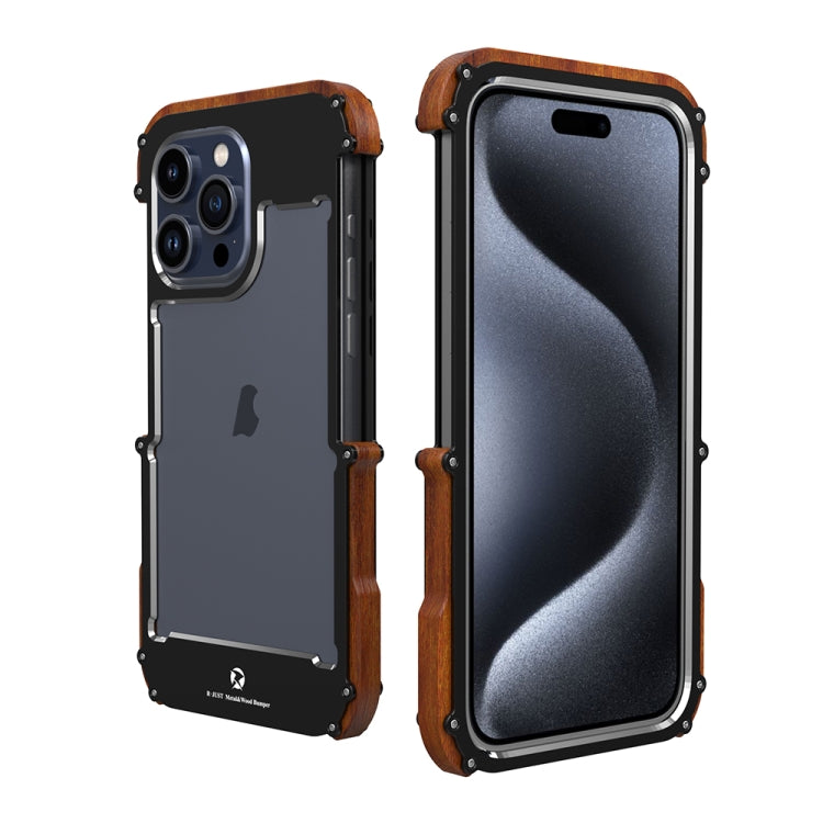 For iPhone 15 Pro Max R-JUST Ironwood Generation Metal + Wood Phone Case - iPhone 15 Pro Max Cases by R-JUST | Online Shopping South Africa | PMC Jewellery