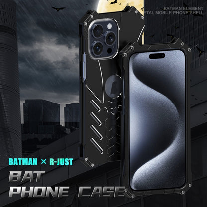 For iPhone 15 Plus R-JUST Batman Metal Mobile Phone Protective Case(Black) - iPhone 15 Plus Cases by R-JUST | Online Shopping South Africa | PMC Jewellery