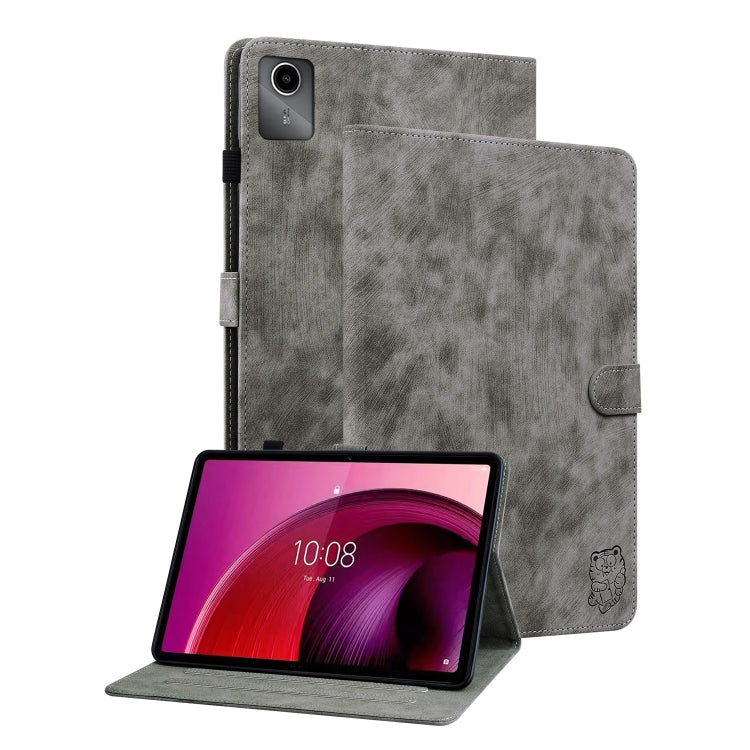 For Lenovo Tab M11/Xiaoxin Pad 11 2024 Tiger Pattern Flip Leather Tablet Case(Grey) - Lenovo by PMC Jewellery | Online Shopping South Africa | PMC Jewellery | Buy Now Pay Later Mobicred