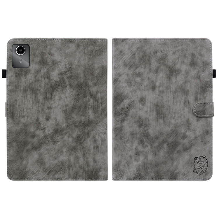 For Lenovo Tab M11/Xiaoxin Pad 11 2024 Tiger Pattern Flip Leather Tablet Case(Grey) - Lenovo by PMC Jewellery | Online Shopping South Africa | PMC Jewellery | Buy Now Pay Later Mobicred