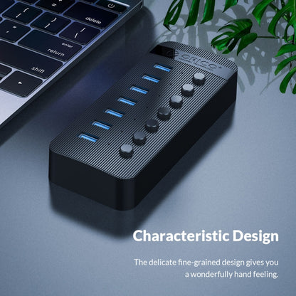 ORICO CT2U3-13AB Plastic Stripes 13 Ports USB 3.0 HUB with Individual Switches, Plug:EU Plug(Black) - USB 3.0 HUB by ORICO | Online Shopping South Africa | PMC Jewellery | Buy Now Pay Later Mobicred