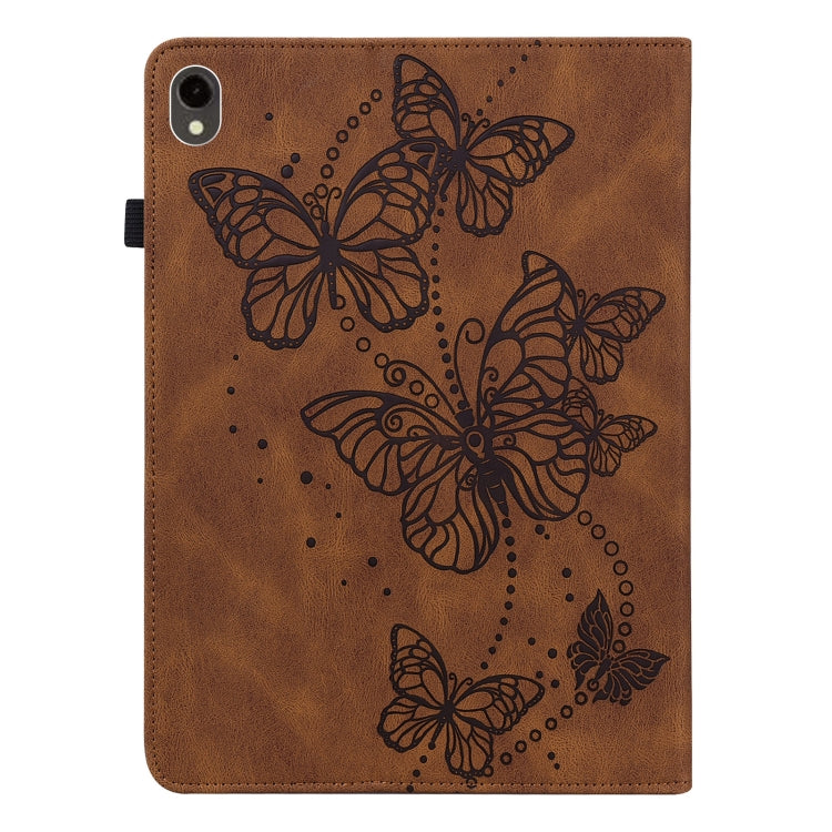 For Samsung Galaxy Tab S9 Embossed Butterfly Pattern Horizontal Flip Leather Tablet Case(Brown) - Galaxy Tab S9 Cases by PMC Jewellery | Online Shopping South Africa | PMC Jewellery | Buy Now Pay Later Mobicred