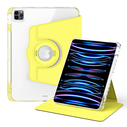 For iPad Air 13 2024 / Pro 12.9 2022 360 Rotation Detachable Clear Acrylic Leather Tablet Case(Yellow) - iPad Pro 12.9 (2022/2021) Cases by PMC Jewellery | Online Shopping South Africa | PMC Jewellery | Buy Now Pay Later Mobicred