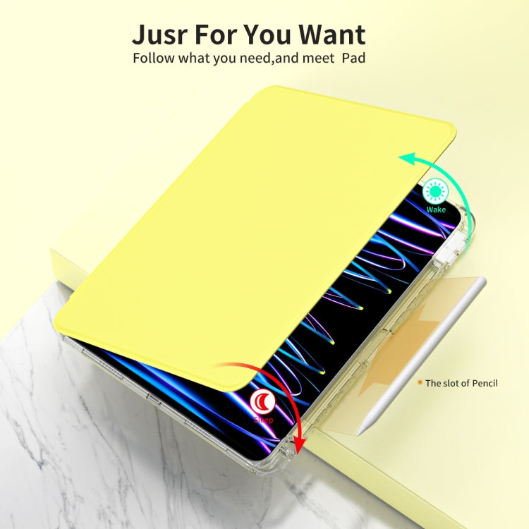 For iPad Air 13 2024 / Pro 12.9 2022 360 Rotation Detachable Clear Acrylic Leather Tablet Case(Yellow) - iPad Pro 12.9 (2022/2021) Cases by PMC Jewellery | Online Shopping South Africa | PMC Jewellery | Buy Now Pay Later Mobicred