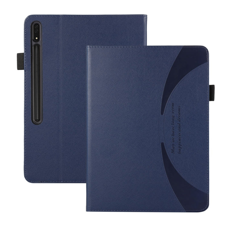 For Samsung Galaxy Tab S9 Ultra / S8 Ultra Litchi Texture Leather Sucker Tablet Case(Dark Blue) - Galaxy Tab S9 Ultra Cases by PMC Jewellery | Online Shopping South Africa | PMC Jewellery | Buy Now Pay Later Mobicred