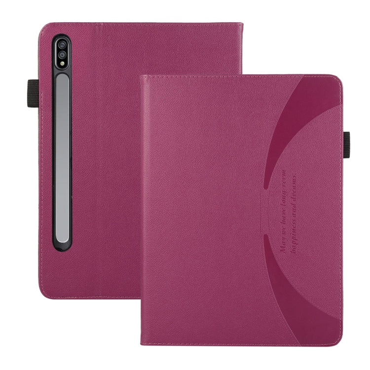 For Samsung Galaxy Tab S9 / S8 / S7 Litchi Texture Leather Sucker Tablet Case(Purple) - Other Galaxy Tab PC by PMC Jewellery | Online Shopping South Africa | PMC Jewellery | Buy Now Pay Later Mobicred