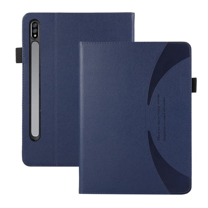 For Samsung Galaxy Tab S9 / S8 / S7 Litchi Texture Leather Sucker Tablet Case(Dark Blue) - Other Galaxy Tab PC by PMC Jewellery | Online Shopping South Africa | PMC Jewellery | Buy Now Pay Later Mobicred