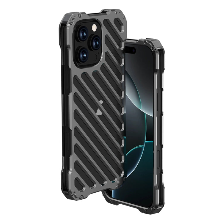 For iPhone 16 Pro R-JUST RJ-50 Hollow Breathable Armor Metal Phone Case(Space Grey) - iPhone 16 Pro Cases by R-JUST | Online Shopping South Africa | PMC Jewellery | Buy Now Pay Later Mobicred