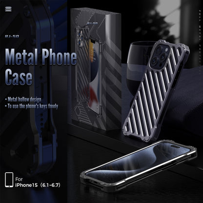 For iPhone 16 Pro R-JUST RJ-50 Hollow Breathable Armor Metal Phone Case(Space Grey) - iPhone 16 Pro Cases by R-JUST | Online Shopping South Africa | PMC Jewellery | Buy Now Pay Later Mobicred