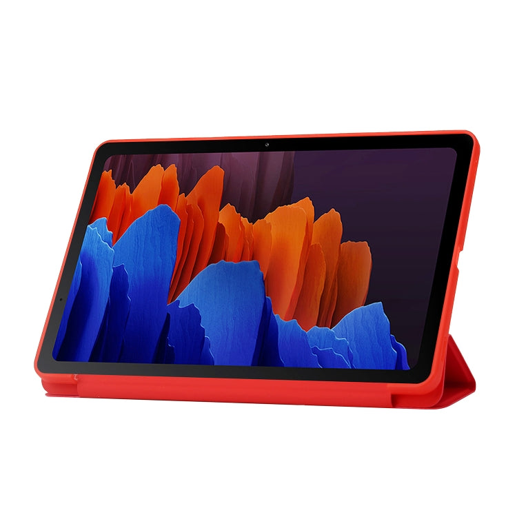 For Samsung Galaxy Tab S9 3-Fold Holder Silicone Leather Tablet Case(Red) - Galaxy Tab S9 Cases by PMC Jewellery | Online Shopping South Africa | PMC Jewellery | Buy Now Pay Later Mobicred