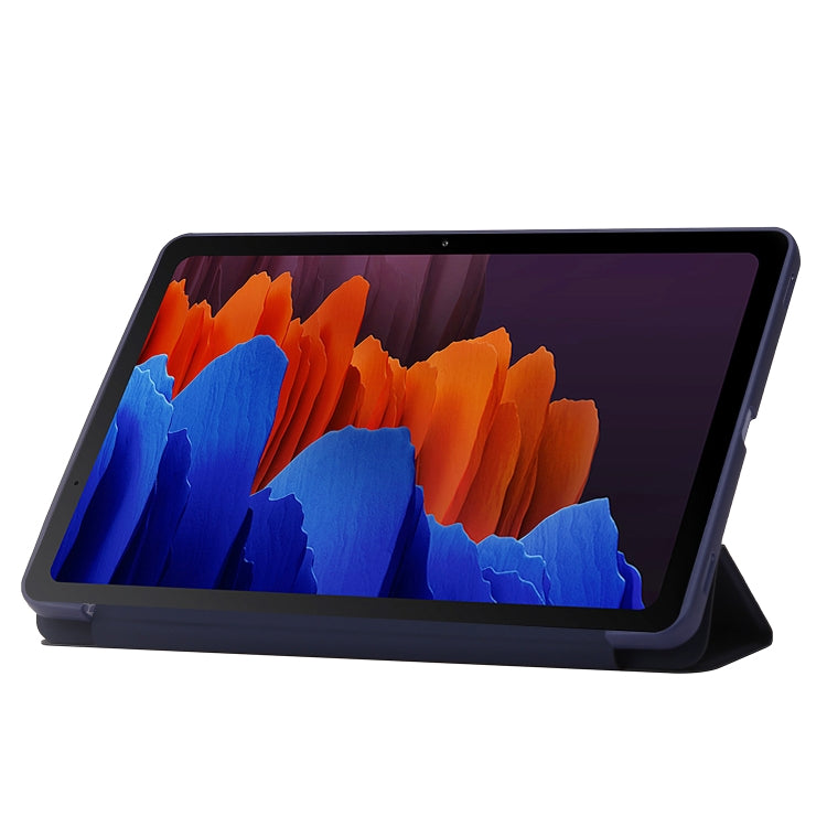 For Samsung Galaxy Tab S9 3-Fold Holder Silicone Leather Tablet Case(Dark Blue) - Galaxy Tab S9 Cases by PMC Jewellery | Online Shopping South Africa | PMC Jewellery | Buy Now Pay Later Mobicred