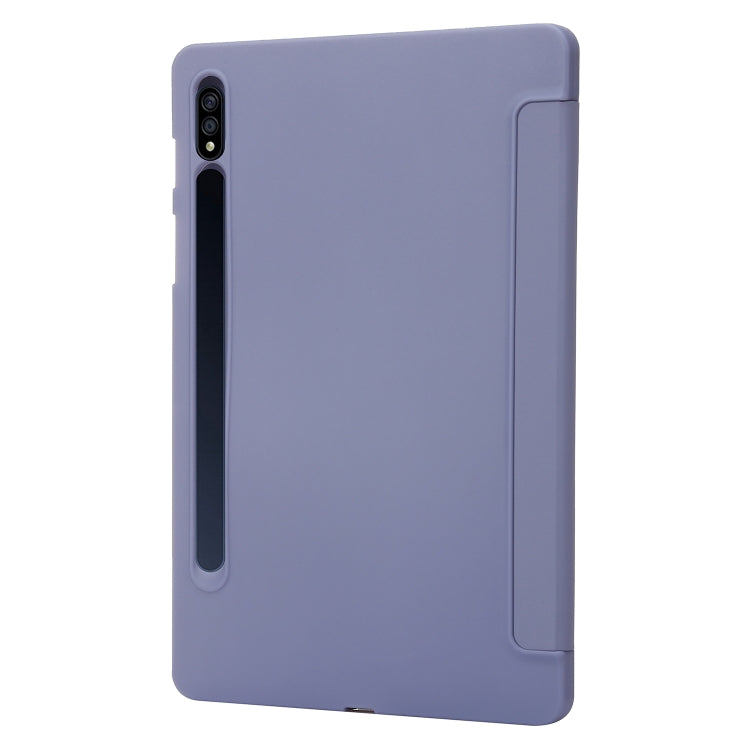 For Samsung Galaxy Tab S9 3-Fold Holder Silicone Leather Tablet Case(Purple) - Galaxy Tab S9 Cases by PMC Jewellery | Online Shopping South Africa | PMC Jewellery | Buy Now Pay Later Mobicred