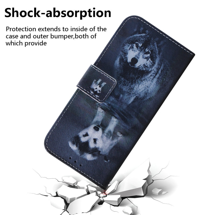 For Motorola Moto G Play 4G 2024 Coloured Drawing Flip Leather Phone Case(Wolf and Dog) - Motorola Cases by PMC Jewellery | Online Shopping South Africa | PMC Jewellery | Buy Now Pay Later Mobicred