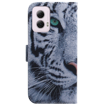 For Motorola Moto G Power 5G 2024 Coloured Drawing Flip Leather Phone Case(Tiger) - Motorola Cases by PMC Jewellery | Online Shopping South Africa | PMC Jewellery | Buy Now Pay Later Mobicred