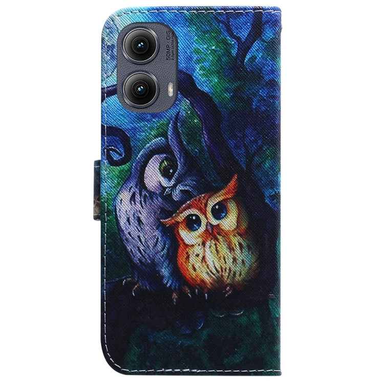 For Motorola Edge 2024 Coloured Drawing Flip Leather Phone Case(Oil Painting Owl) - Motorola Cases by PMC Jewellery | Online Shopping South Africa | PMC Jewellery | Buy Now Pay Later Mobicred