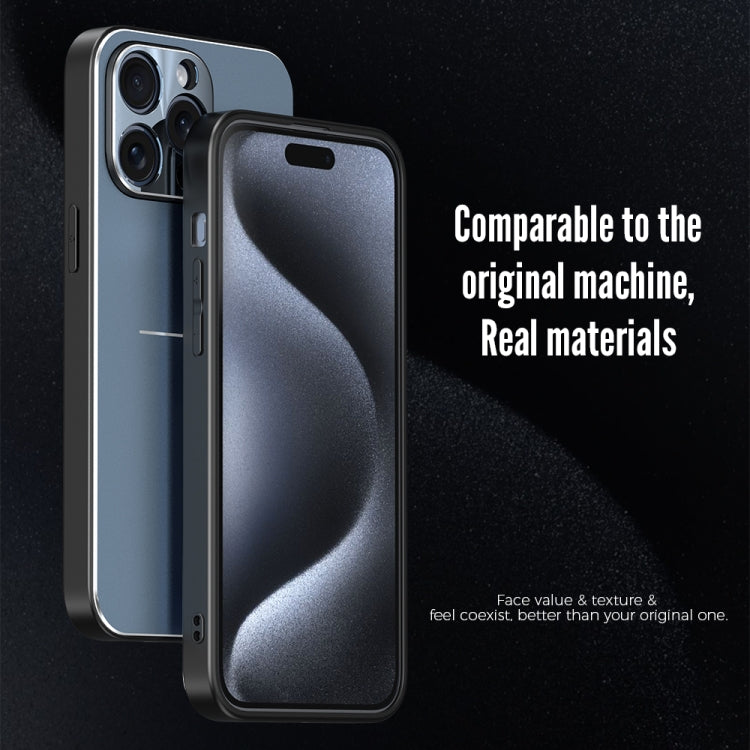 For iPhone 15 R-JUST RJ52 3-Line Style Metal TPU Shockproof Phone Case(Blue) - iPhone 15 Cases by R-JUST | Online Shopping South Africa | PMC Jewellery