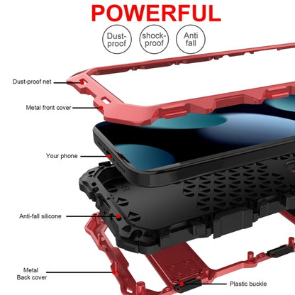 For iPhone 15 Plus R-JUST Metal + Silicone + Tempered Glass Life Waterproof Phone Case with Holder(Red) - iPhone 15 Plus Cases by R-JUST | Online Shopping South Africa | PMC Jewellery