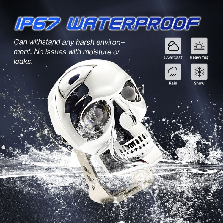 26W 3000LM Car Motorcycle IP68 Waterproof Skull Style Spotlight(Silver) - Headlights by PMC Jewellery | Online Shopping South Africa | PMC Jewellery | Buy Now Pay Later Mobicred