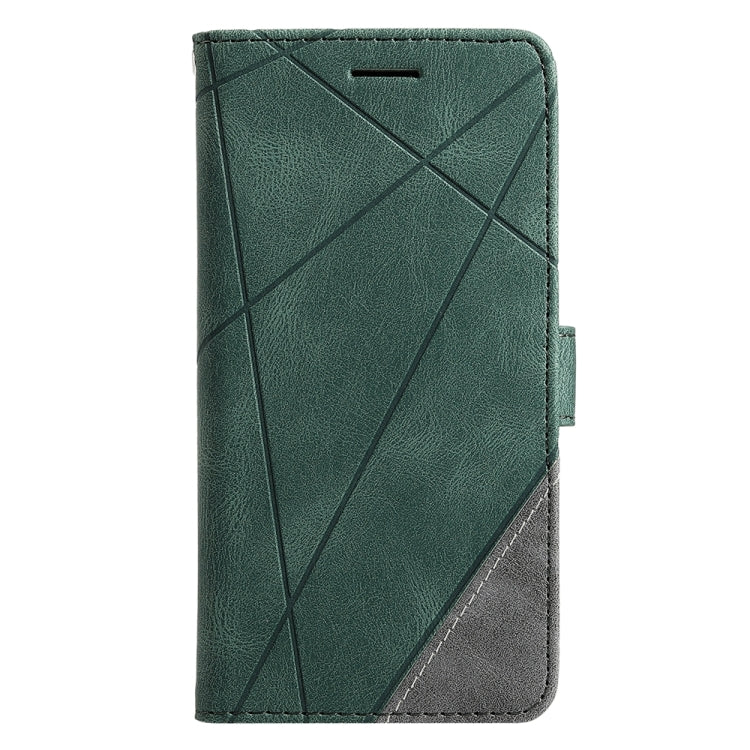 For iPhone 16 Skin Feel Splicing Leather Phone Case(Green) - iPhone 16 Cases by PMC Jewellery | Online Shopping South Africa | PMC Jewellery | Buy Now Pay Later Mobicred