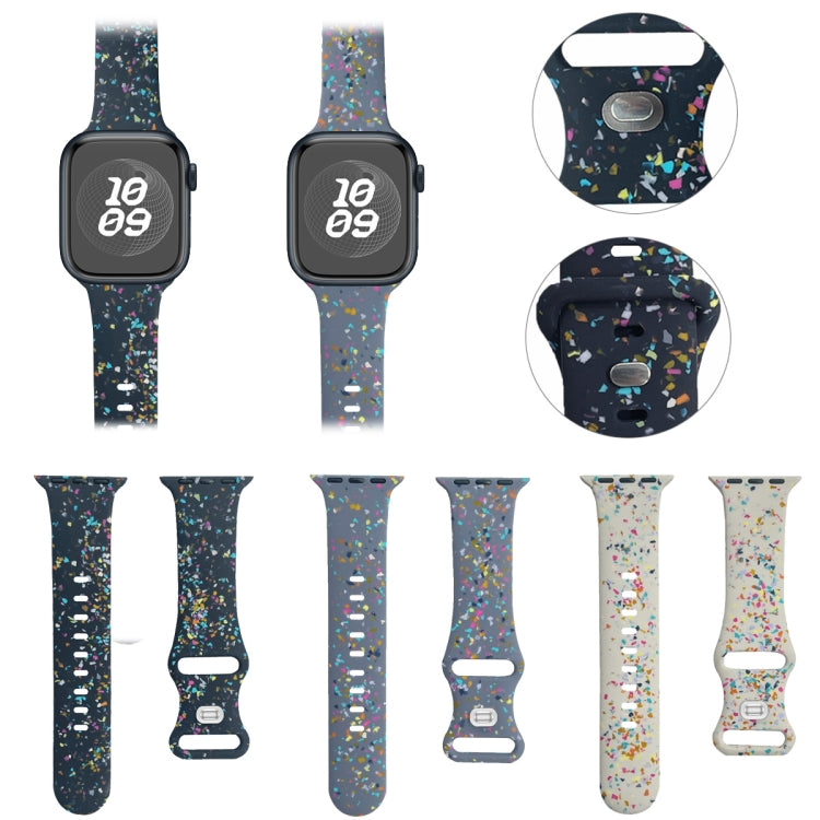 For Apple Watch Serie 6 40mm Floral Silicone Watch Band(Grey) - Watch Bands by PMC Jewellery | Online Shopping South Africa | PMC Jewellery