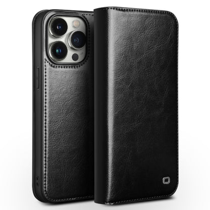 For iPhone 15 Pro Max QIALINO Classic Genuine Leather Phone Case(Black) - iPhone 15 Pro Max Cases by QIALINO | Online Shopping South Africa | PMC Jewellery